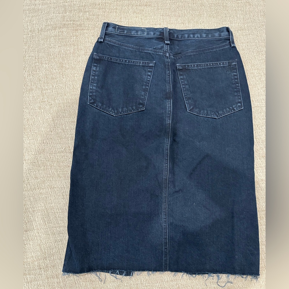 RAG & BONE Vintage High-Rise Midi Denim Skirt Raw Hem Size 26 - Picture 3 of 5